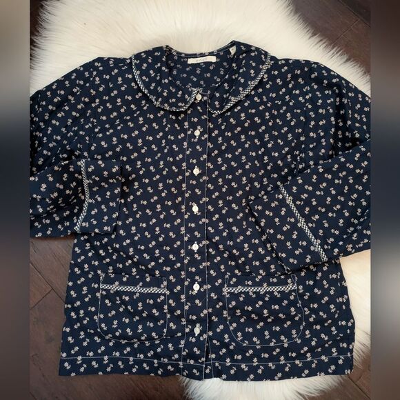 Doen Jackets & Blazers - Doen Paz Organic Cotton Pajama Top XXS Navy Blue Floral Print